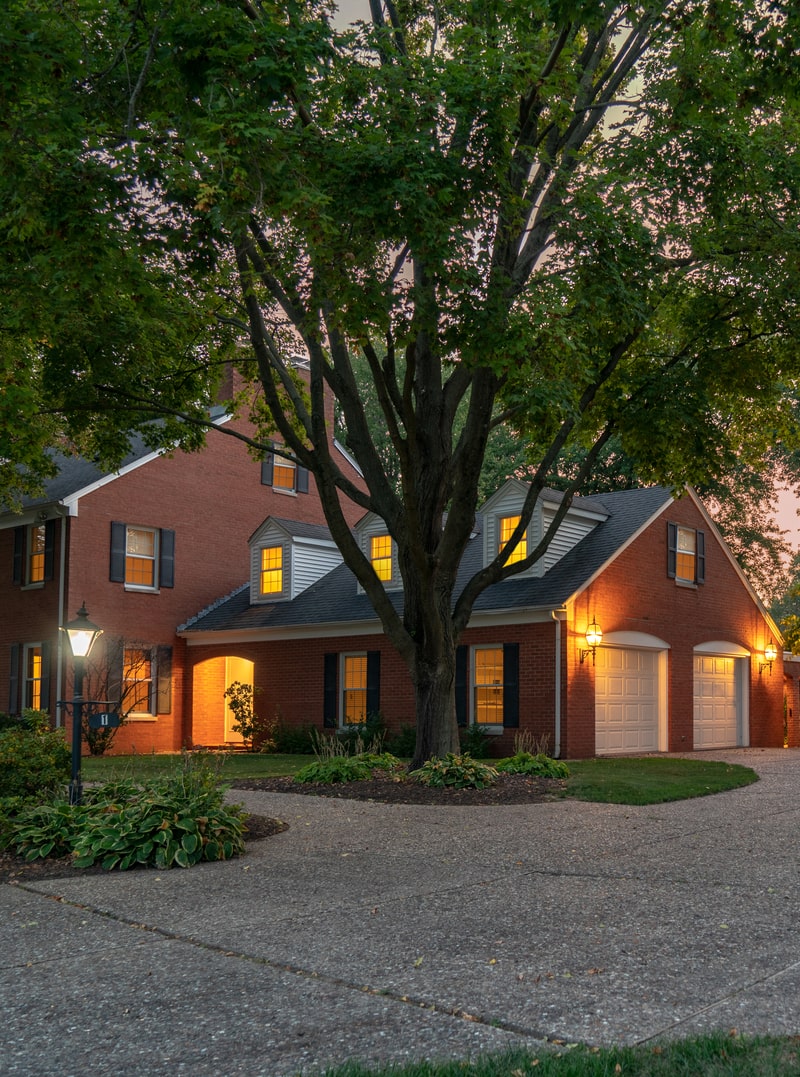 Exterior of red brick home in Iowa